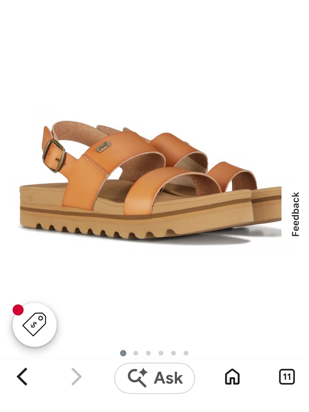 Reef Women's Tan Leather Platform Sandals